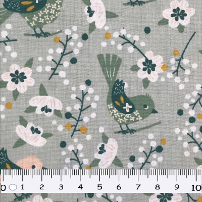 Baumwolle | SWEET BIRDS brushed | Hellgrau